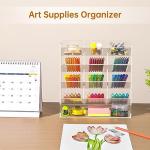 BEYGORM Acrylic Vertical Marker Organizer for 150 Markers with 13 Compartments, Clear Angled Pen & Pencil Holder, Large Desk Stationery & Art Supply Storage for Office & School (10.2 x 9.8 x 4 Inch)