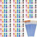 280 Pcs Washable Acrylic Paint for Kids Arts and Crafts, 20 Gouache Watercolor Paint Sets of 12 Colors for Party Classroom Painting Supplies, 20 Flat and 20 Pointed Brushes