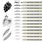 XWT 12+1 Fineliner Drawing Art Pens, Black Waterproof Pigment Ink Set for Artists, Sketching, Manga, Watercolor, Calligraphy, and Detail Outlining Archival Quality Inking Markers