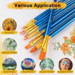 Acrylic Paint Brushes Set, 50Pcs Round Pointed Tip Artist Paintbrushes for Acrylic Painting Oil Watercolor Canvas Boards Rock Body Face Nail Art, Halloween Pumpkin Ceramic Crafts Supplies，Blue