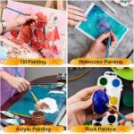 Acrylic Paint Brushes Set, 50Pcs Round Pointed Tip Artist Paintbrushes for Acrylic Painting Oil Watercolor Canvas Boards Rock Body Face Nail Art, Halloween Pumpkin Ceramic Crafts Supplies，Blue