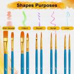 Acrylic Paint Brushes Set, 50Pcs Round Pointed Tip Artist Paintbrushes for Acrylic Painting Oil Watercolor Canvas Boards Rock Body Face Nail Art, Halloween Pumpkin Ceramic Crafts Supplies，Blue