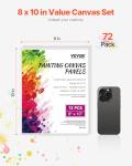 VEVOR Canvas Boards for Painting, 8 x 10 Inch White Canvases for Painting, 72 Pack Painting Canvas Panels for Sketching, Acrylic and Oil Painting, Watercolor, Paint Canvas for Kids and Professionals