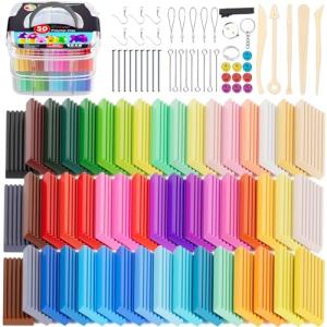 CiaraQ Polymer Clay Starter kit, Oven Bake Modeling Clay with Sculpting Tools, 50 Colors, 0.88oz/Block, 3.46 lbs