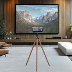 VIVO Easel Studio Projector Stand with Full Tray Articulation, Tripod Base, Dark Walnut, STAND-VP02D