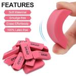 Sikao Pink Erasers 12 Pack Pencil Erasers for Kids, Pink Bevel Eraser Latex Free, Rubber Erasers Bulk, Art Eraser for Drawing, Classroom Essentials for Students Teachers, Office School Supplies