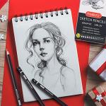 PANDAFLY Professional Drawing Sketching Pencil Set - 12 Pieces Graphite Pencils(14B - 2H), Ideal for Drawing Art, Sketching, Shading, Artist Pencils for Beginners & Pro Artists