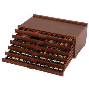 VISWIN 6-Drawer Art Supply Storage Organizer, Beech Wood Artist Storage Box with Removable Dividers, Portable Art Box for Paints, Brushes, Pencils, Pens, Pastels - Walnut