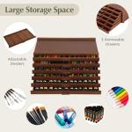 VISWIN 6-Drawer Art Supply Storage Organizer, Beech Wood Artist Storage Box with Removable Dividers, Portable Art Box for Paints, Brushes, Pencils, Pens, Pastels - Walnut