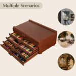 VISWIN 6-Drawer Art Supply Storage Organizer, Beech Wood Artist Storage Box with Removable Dividers, Portable Art Box for Paints, Brushes, Pencils, Pens, Pastels - Walnut