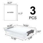 Citylife 3 PCS Plastic Storage Bins with Latching Lids Portable Project Case Clear File Box Stackable Storage Containers for Organizing A4 Paper, Photo, Document, Scrapbook