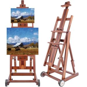 Somime H-Frame Studio Easel, Adjustable Beechwood Artist Painting Easel, Large Floor Easel Stand for Adults and Professional Artists, Holding Canvas up to 78Inches, Walnut