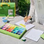 HIMI GoPack Gouache Paint Set – 72 Vibrant Colors with Palette, 3 Brushes, Foldable Bucket, Gouache Pad, Painting Knife & Felt Bag.Gift for Adults, Beginners & Professional Artists（GoPack Set）