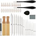 43 Pcs Blending Stumps for Drawing Tortillions Blending Sticks Paper Art Blenders Sketch Drawing Tools with Wipe Scrapers Rub Sponge Kneaded Eraser for Charcoal Sketching Shading