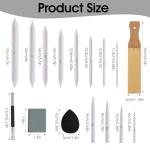 43 Pcs Blending Stumps for Drawing Tortillions Blending Sticks Paper Art Blenders Sketch Drawing Tools with Wipe Scrapers Rub Sponge Kneaded Eraser for Charcoal Sketching Shading