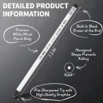 M&G BLACKOO Series 2B Wood-Cased Pencils, 24-Pack Pre-Sharpened with Top Erasers, Bulk Black Pencils for School, Teachers, Writing, Drawing and Sketching (White)