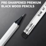 M&G BLACKOO Series 2B Wood-Cased Pencils, 24-Pack Pre-Sharpened with Top Erasers, Bulk Black Pencils for School, Teachers, Writing, Drawing and Sketching (White)