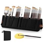 REDSHELL 26pcs Paint Brush Set, Travel Watercolor Acrylic Paint Brushes with Flat, Filbert, Fan, Dagger, Cat Tongue, Round, Palette Knife, Professional Paintbrush Kit for Artist, Oil, Face Painting