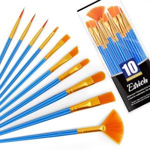 ESRICH 10PCS Paint Brushes,Paint Brush for Acrylic Painting,Acrylic Paint Brush Set for Oil Watercolor,Body Face Rock Canvas, Small Paint Brushes for Kids Adult Drawing