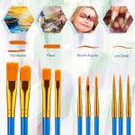 10Pcs Paint Brushes Kids Paintbrushes Bulk Nylon Hair Artists Acrylics Paint Brush with Handle for Oil Watercolors, Face Nail Arts, Miniature Detailing Painting, Blue