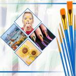 10Pcs Paint Brushes Kids Paintbrushes Bulk Nylon Hair Artists Acrylics Paint Brush with Handle for Oil Watercolors, Face Nail Arts, Miniature Detailing Painting, Blue