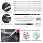 Brusarth White Charcoal Pencils Set - 12 Piece Sketch Highlight White Pencils Set for Drawing, Sketching, Shading, Blending, Artist Pencils for Artists, Professionals or Beginners