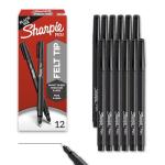 Sharpie Felt Tip Pens, Fine Point (0.4mm), Felt Tip Markers, Black, 12 Count - Journaling, Art, Drawing, Teacher, Back to School