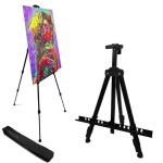 RRFTOK Easel Stand for Sign and Painting - Metal Tripod Adjustable Art Easels for Display Canvases Height from 17 to 66 Inch - Carry Bag for Table-Top/Floor Drawing and Displaying with Black