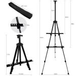 RRFTOK Easel Stand for Sign and Painting - Metal Tripod Adjustable Art Easels for Display Canvases Height from 17 to 66 Inch - Carry Bag for Table-Top/Floor Drawing and Displaying with Black