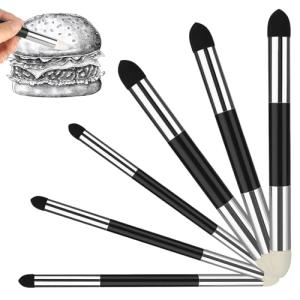 6 Pcs Blending Sponge Pen,2 Sizes Double-Headed Pastel Blending Stump Pencil,Washable Sketch Sponge Brush for Artist Professional Drawing Blending Lightening and Highlight