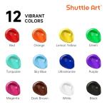 Shuttle Art 12 Colors Acrylic Paint, 250ml/8.45oz Bottles Acrylic Paint Set, Rich Pigments, Bulk Painting Supplies for Artists, Beginners and Kids Painting on Rocks Crafts Canvas Wood