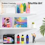 Shuttle Art 12 Colors Acrylic Paint, 250ml/8.45oz Bottles Acrylic Paint Set, Rich Pigments, Bulk Painting Supplies for Artists, Beginners and Kids Painting on Rocks Crafts Canvas Wood