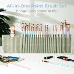 Nicpro 30pcs Paint Brush Set, Aesthetic Pastel Paintbrushes with Paint Spatula and Cloth Roll, Craft Paint Brushes for Acrylic Painting Oil Watercolor Gouache, Art Supplies for Artists and Beginners