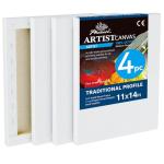 PHOENIX 11x14 Inch 4 Pack Artist Canvas - Stretched Canvases for Painting - 3/4 Inch Profile, 100% Cotton 11 Oz. Gesso Primed White Blank Professional Canvas Oil & Acrylic Paints