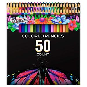 U.S. Art Supply 50 Piece Adult Coloring Book Artist Grade Colored Pencil Set -Vibrant Colors, Smooth Art Drawing, Sketching, Shading, Blending - Fun Activities for Students, Beginners, All Ages