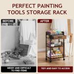 Homsorout 3 Tier Rolling Cart - Metal Utility Cart with Storage Drawer and Wheels, Versatile Art & Craft Organizer for Home, Office, or Studio Ideal for Storing Brushes, Paints, and Supplies Brown