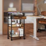 Homsorout 3 Tier Rolling Cart - Metal Utility Cart with Storage Drawer and Wheels, Versatile Art & Craft Organizer for Home, Office, or Studio Ideal for Storing Brushes, Paints, and Supplies Brown