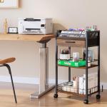 Homsorout 3 Tier Rolling Cart - Metal Utility Cart with Storage Drawer and Wheels, Versatile Art & Craft Organizer for Home, Office, or Studio Ideal for Storing Brushes, Paints, and Supplies Brown