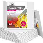PHOENIX Painting Canvas Panels 8x8 Inch, 24 Bulk Pack - 8 Oz Triple Primed 100% Cotton Acid Free Square Canvas Boards for Painting, White Blank Flat Canvas Boards for Acrylic, Oil Paints