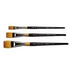 KINGART Premium Original Gold 9550 Series 3 pc. WASH Brush Set, Synthetic Golden Taklon for Acrylic, Watercolor & Oil, Short Handle, 3 Sizes: 1/2, 3/4, 1"