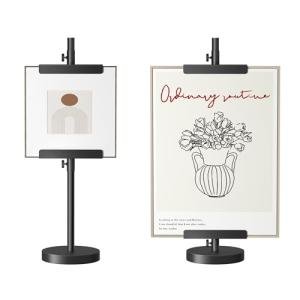 DTK Tabletop Easel,Height Adjustable Easel Stand for Picture Frame up to 24.8"H,Poster Stand,Art Display Easel for Signs,Art or Picture,Metal Sign Stand for Home,Events or Shop,Table top Easel(Black)