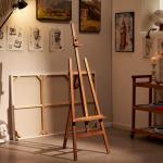 MEEDEN Painting Wooden Art Easel: Solid Beechwood Display Easel Stand Hold Canvas up to 43'' - Adjustable Easel from 57''-76" for Adults Student Studio Gallery - Walnut