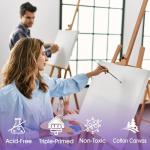 ESRICH Stretched Canvas for Painting 12x12 Inch, 2 Pack Blank Canvas -5/8 in Profile Primed Cotton White Canvases for Painting for Oil & Acrylic Paint