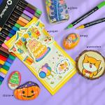 Artecho Acrylic Paint Markers 48 Colors, Acrylic Paint Pens with Brush Tip and Fine Tip for Stone, Rock Painting, Paper, Pumpkin, Wood, Egg, Canvas, Ceramic, Fabric, leather, Glass, DIY Crafts