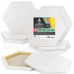 ARTEZA Hexagonal Stretched Canvas, 6 Inch Side, Pack of 9, Blank White Canvas Boards for Acrylic, Oil and Gouache Painting