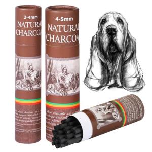 CongGongGo 50 Pcs Willow Charcoal Sticks, Willow Charcoal,Mixed Sizes: 4-5mm, 5-7mm,Professional Soft Black Drawing Charcoal for Sketching & Art