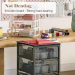 Rolling Cart with Drawers, 4-Drawer Storage Cart on Wheels with Wooden Top, Metal Utility Cart with Storage Drawers, Craft Storage Art Cart for Classroom, Office, Kitchen, Bedroom