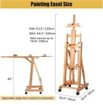 Large Painting Easel, Multi-Function H Frame Easel Solid Beech Wood Easel, Adjustable Painting Canvas Holder Stand, Tilts Flat Artist Easels with Locking Caster Wheels, Holds 2 Canvas Up to 76"