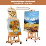 Large Painting Easel, Multi-Function H Frame Easel Solid Beech Wood Easel, Adjustable Painting Canvas Holder Stand, Tilts Flat Artist Easels with Locking Caster Wheels, Holds 2 Canvas Up to 76"