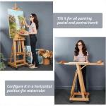 Large Painting Easel, Multi-Function H Frame Easel Solid Beech Wood Easel, Adjustable Painting Canvas Holder Stand, Tilts Flat Artist Easels with Locking Caster Wheels, Holds 2 Canvas Up to 76"